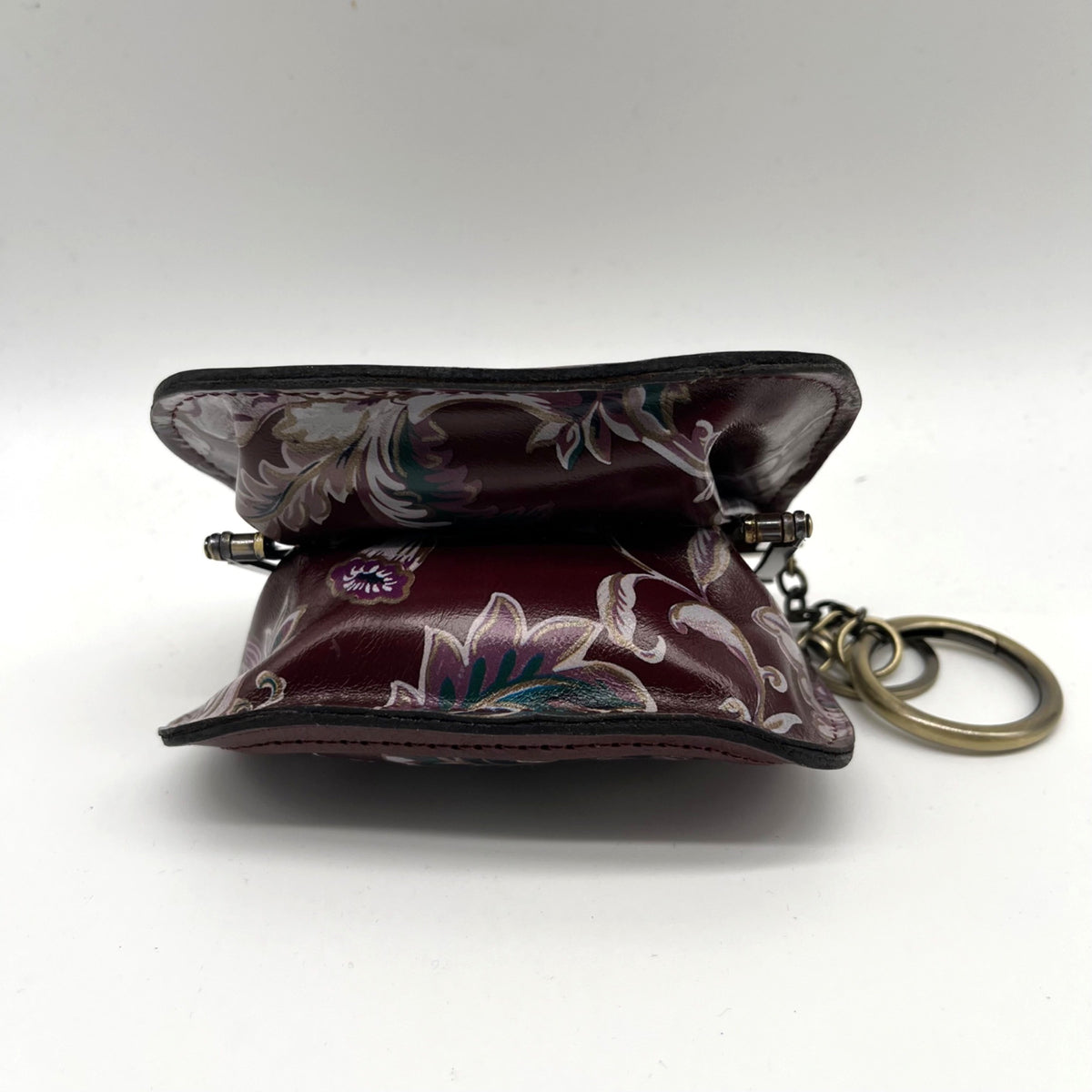 Patricia Nash European Floral Leather Framed Kiss-lock Keychain Wallet
