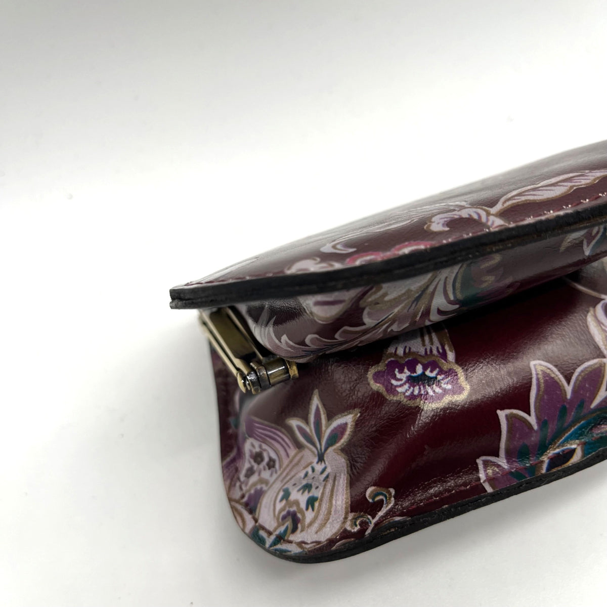 Patricia Nash European Floral Leather Framed Kiss-lock Keychain Wallet