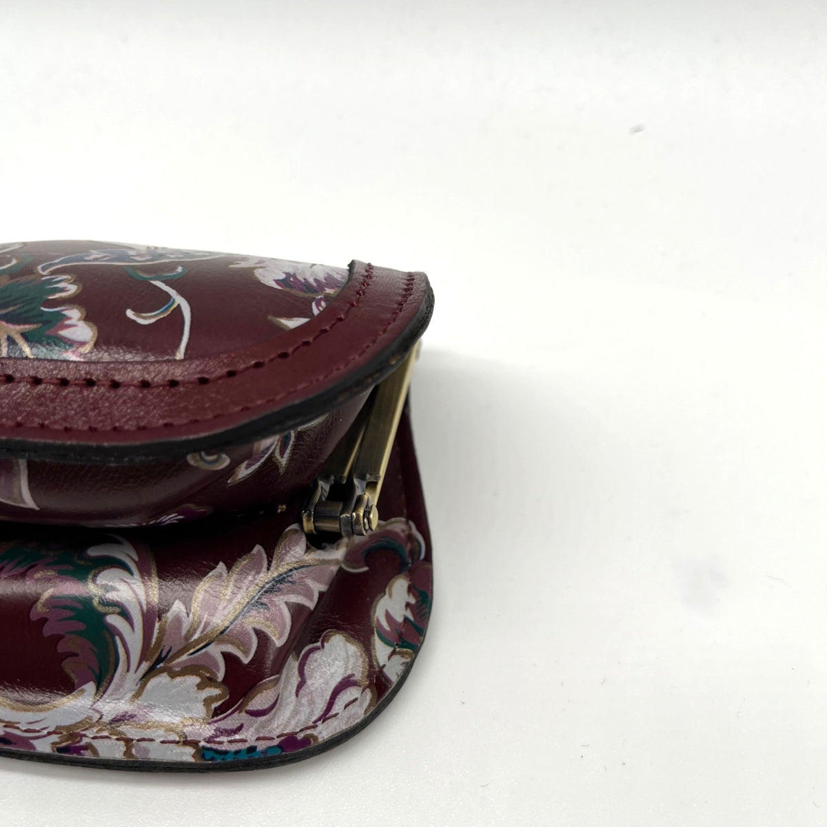 Patricia Nash European Floral Leather Framed Kiss-lock Keychain Wallet
