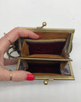 Patricia Nash European Floral Leather Framed Kiss-lock Keychain Wallet