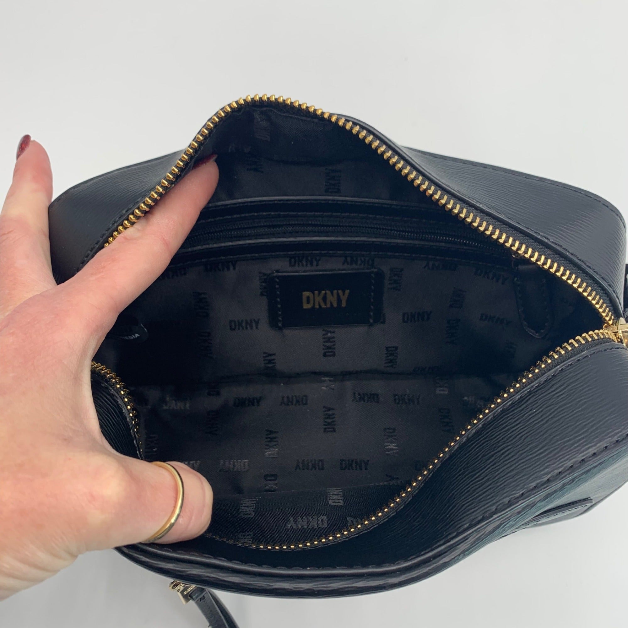 DKNY Black Chelsea Web Strap Camera Bag