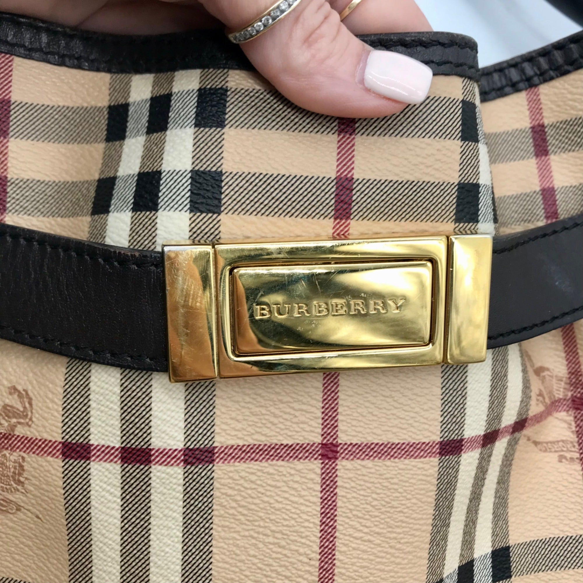Burberry Signature Haymarket Check Medium Willenmore Hobo Bag