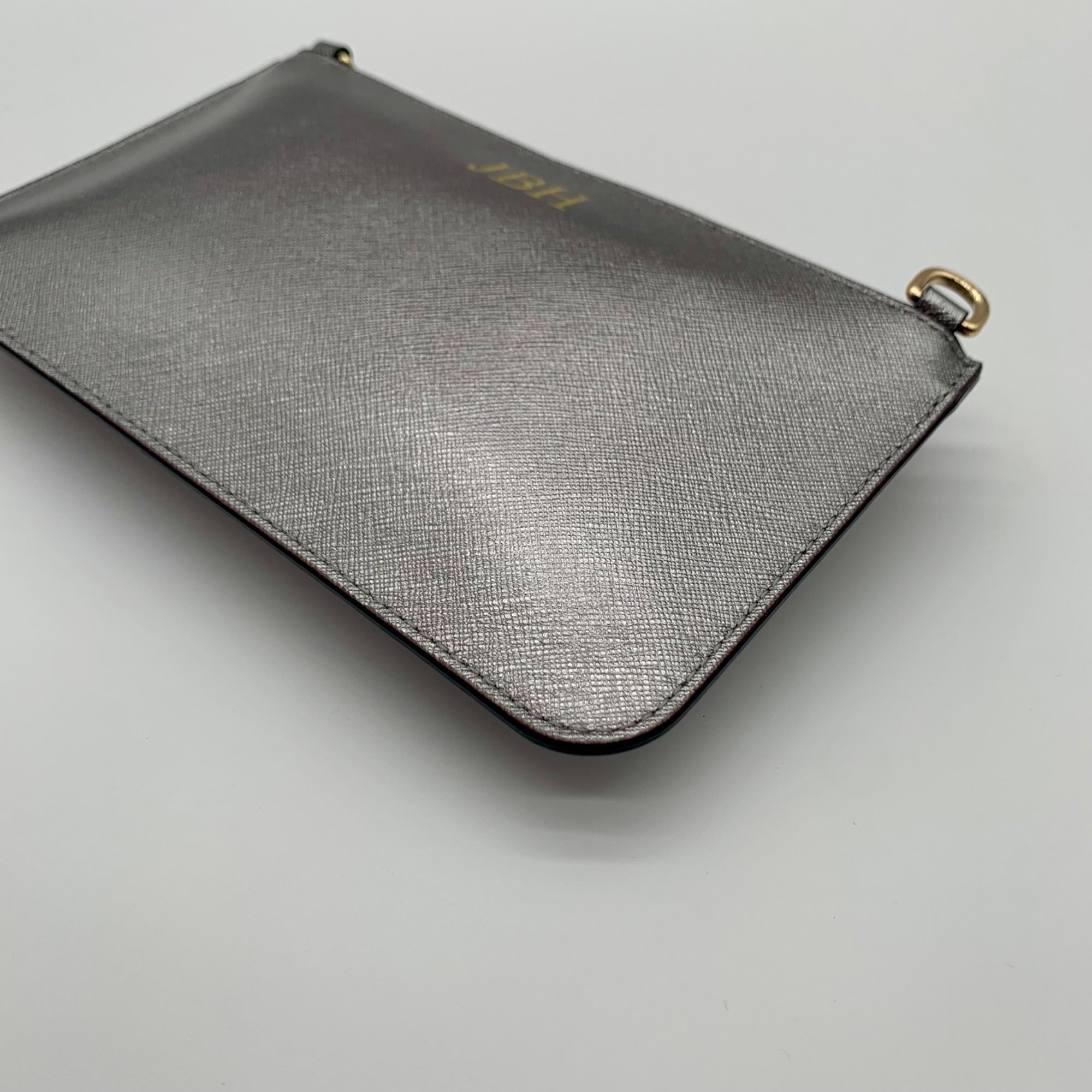 Kate Spade Silver Saffiano Leather Customized Wallet Crossbody