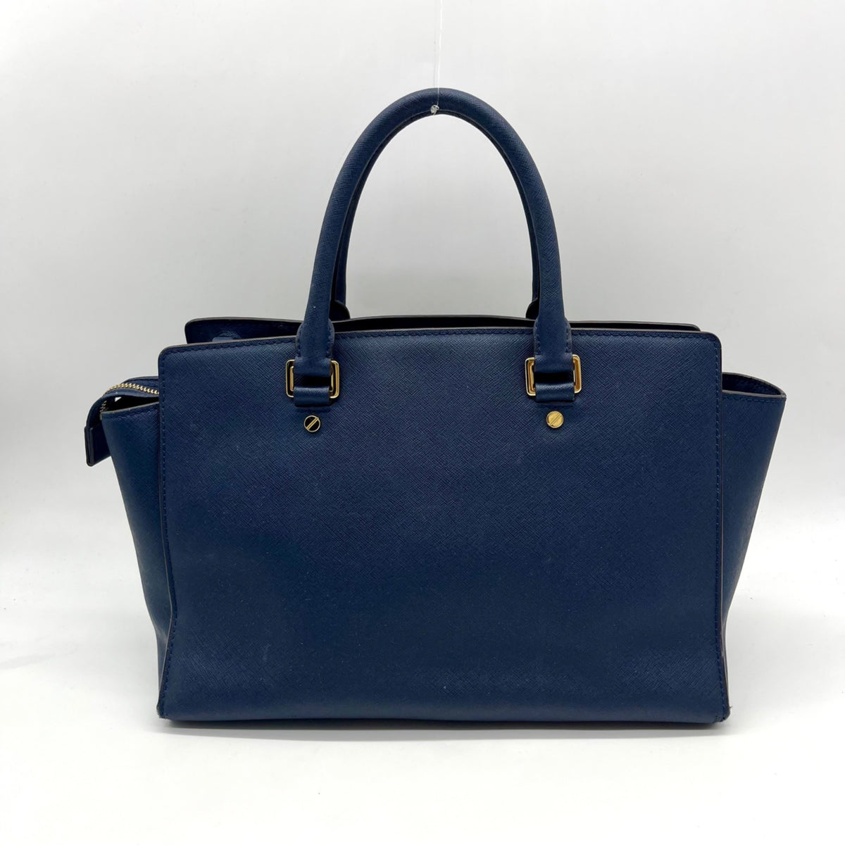 Michael Kors Blue Saffiano Leather Large Selma Zip-Top Satchel Bag