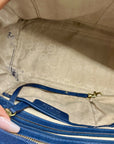 Michael Kors Blue Saffiano Leather Large Selma Zip-Top Satchel Bag