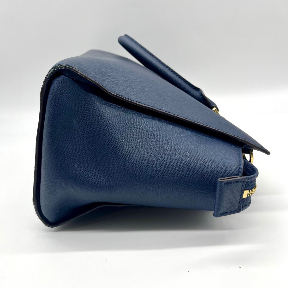 Michael Kors Blue Saffiano Leather Large Selma Zip-Top Satchel Bag