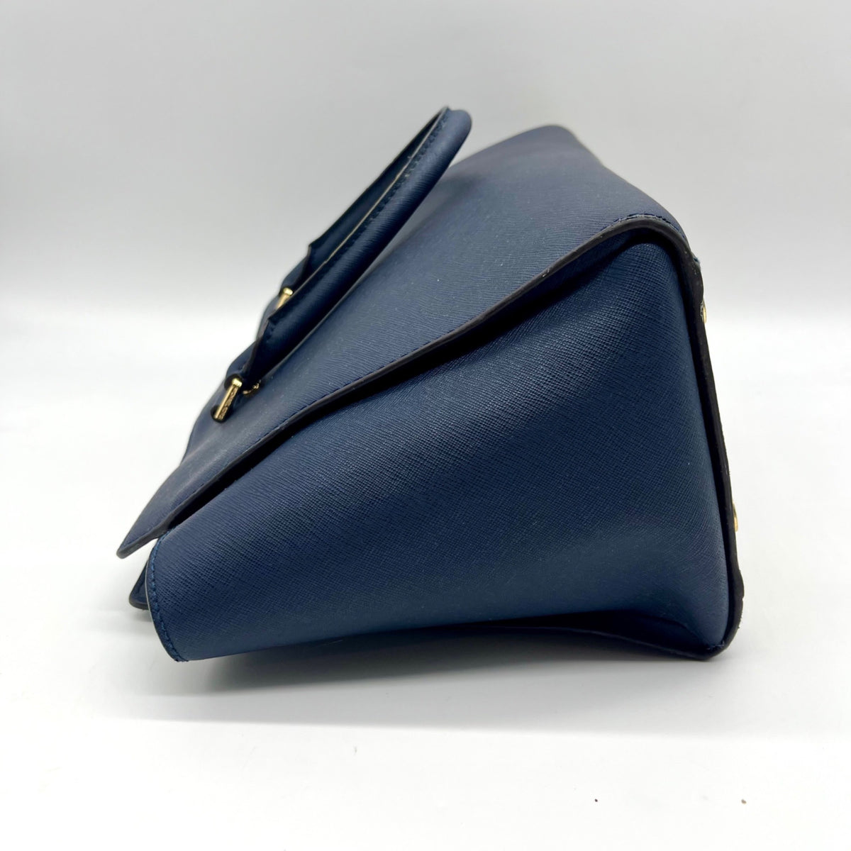 Michael Kors Blue Saffiano Leather Large Selma Zip-Top Satchel Bag