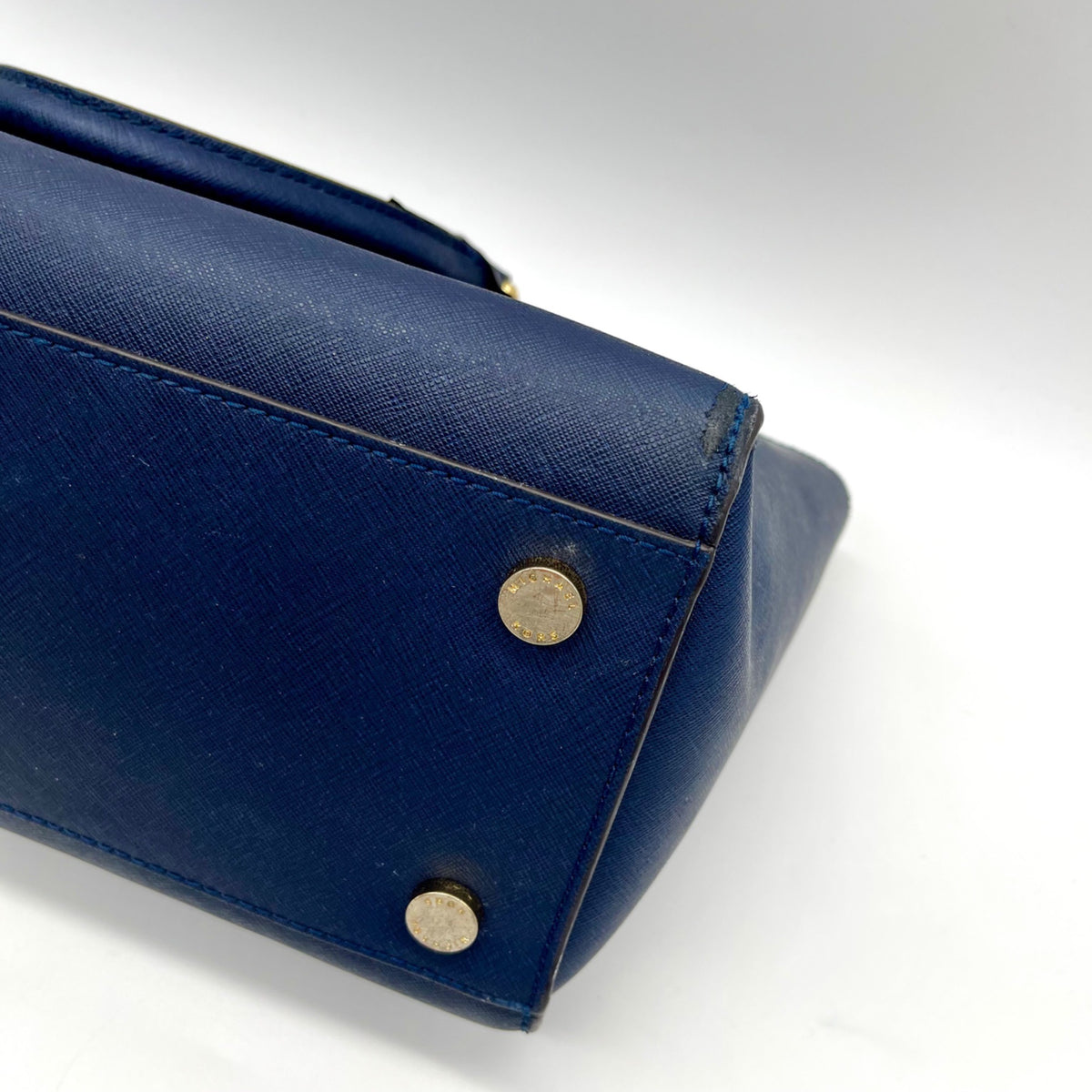 Michael Kors Blue Saffiano Leather Large Selma Zip-Top Satchel Bag
