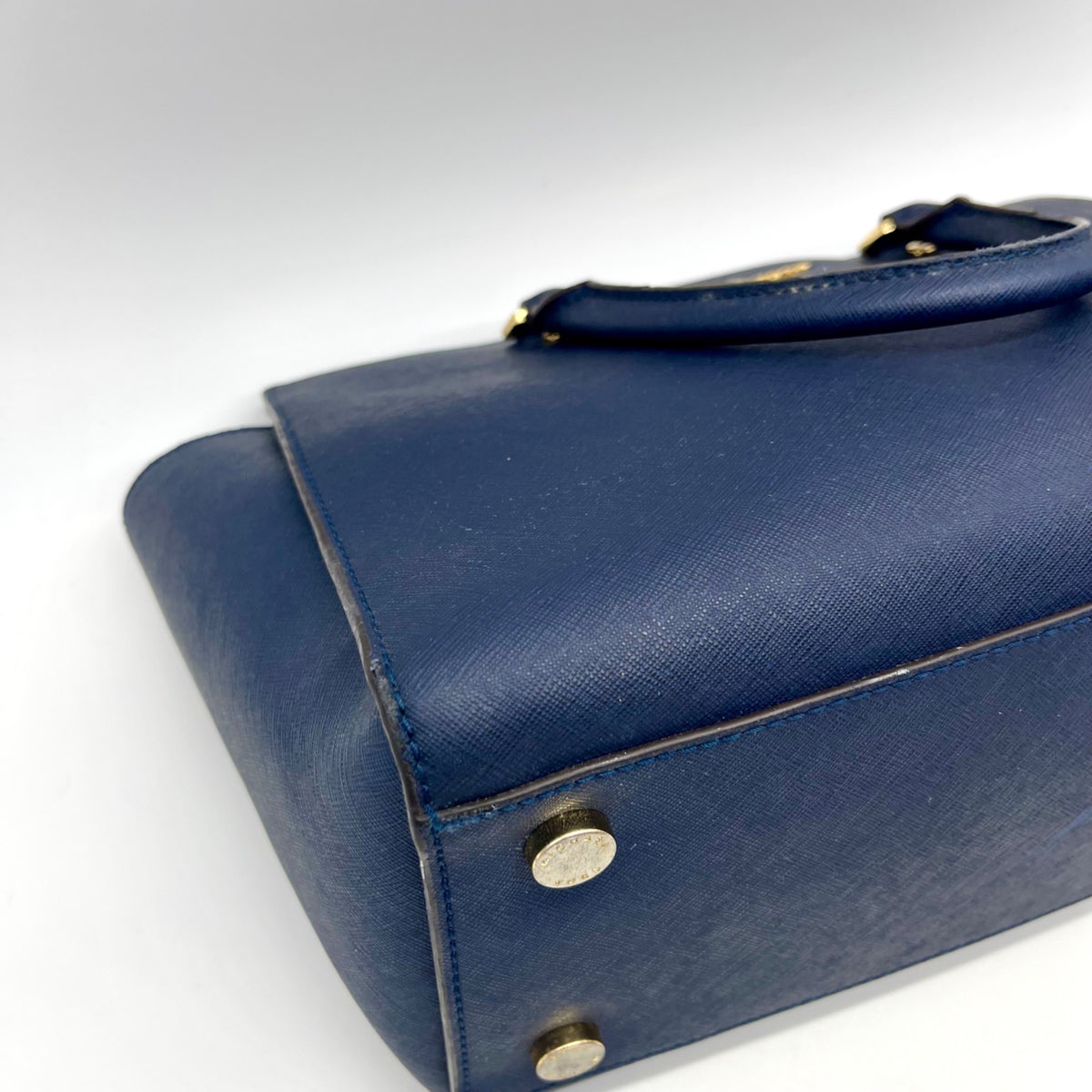 Michael Kors Blue Saffiano Leather Large Selma Zip-Top Satchel Bag