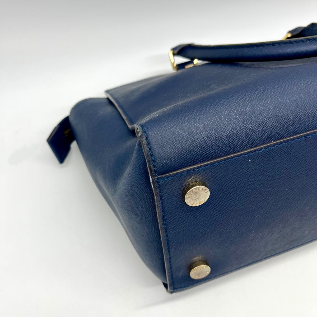 Michael Kors Blue Saffiano Leather Large Selma Zip-Top Satchel Bag