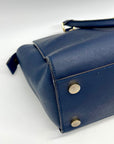 Michael Kors Blue Saffiano Leather Large Selma Zip-Top Satchel Bag