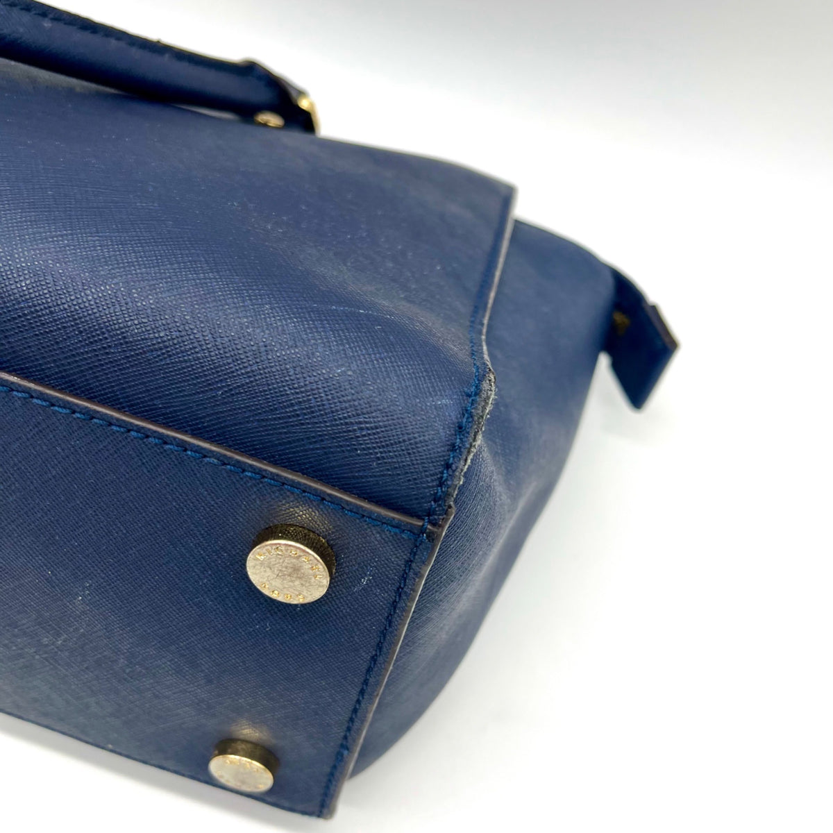 Michael Kors Blue Saffiano Leather Large Selma Zip-Top Satchel Bag