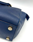 Michael Kors Blue Saffiano Leather Large Selma Zip-Top Satchel Bag