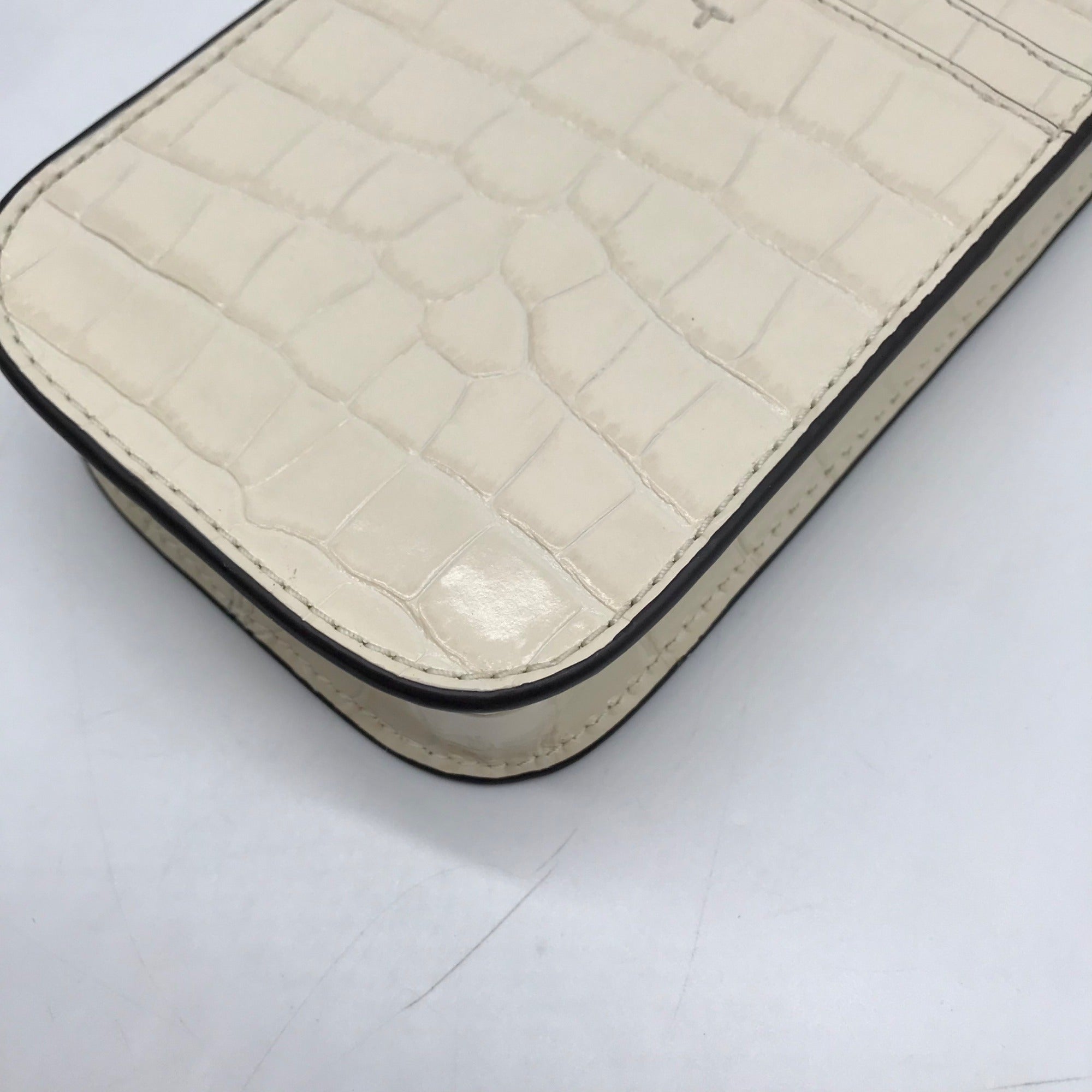 Tory Burch Ivory Embossed Leather Thea Cellphone Crossbody