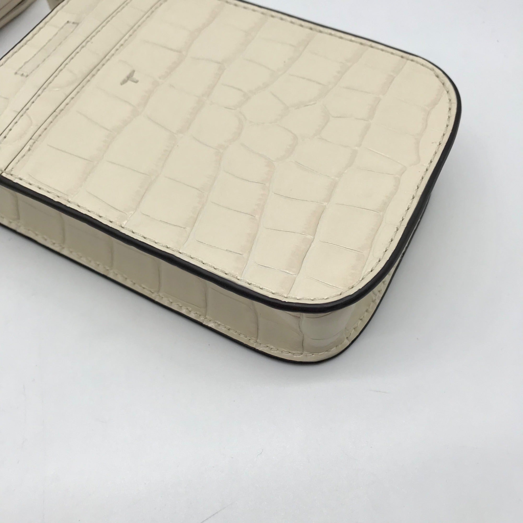 Tory Burch Ivory Embossed Leather Thea Cellphone Crossbody