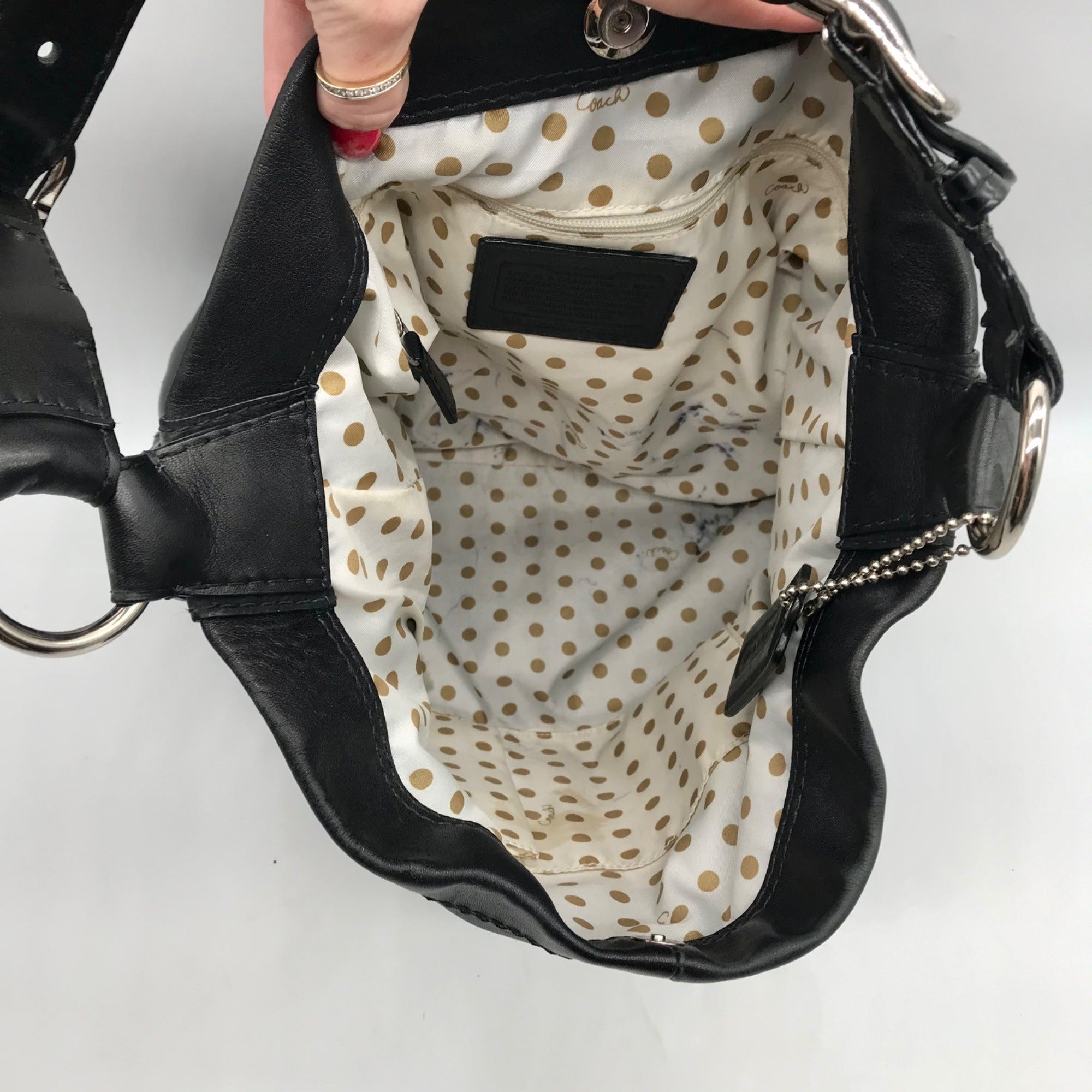 Coach Black Leather Peyton Hobo Shoulder Bag 14502