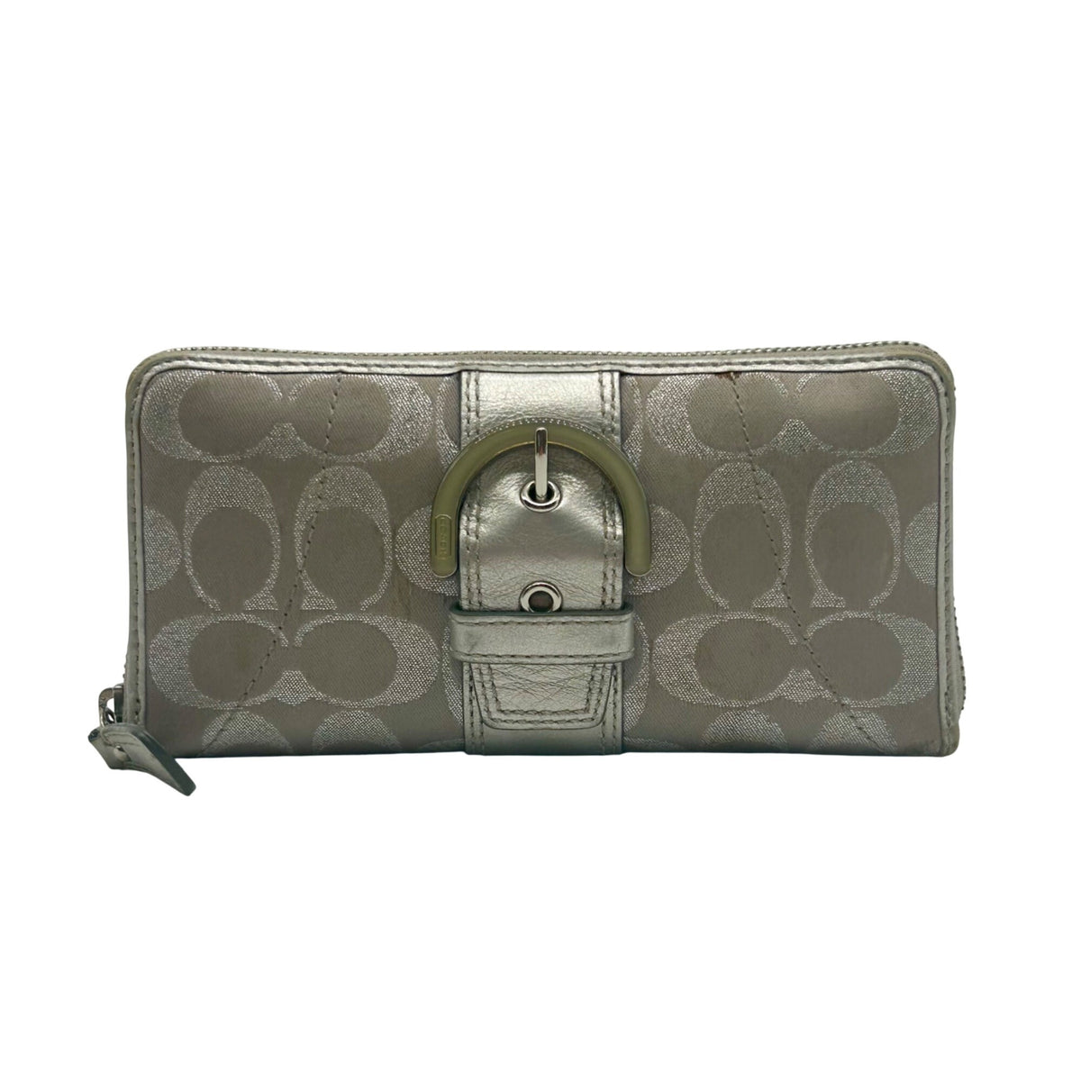 Coach Vintage Gray Canvas Signature Buckle Wallet