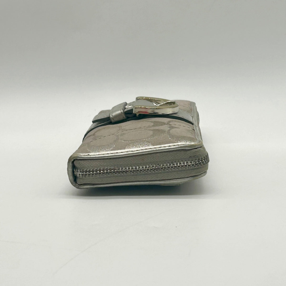 Coach Vintage Gray Canvas Signature Buckle Wallet