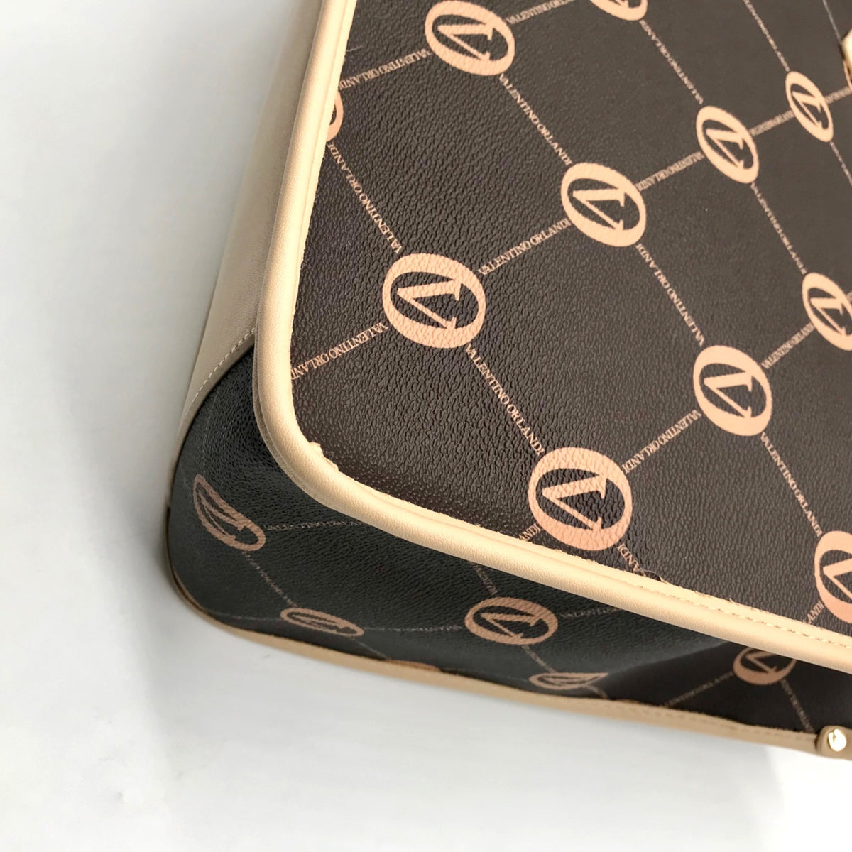 Valentino Orlandi Brown Signature Faux Leather Convertible Tote