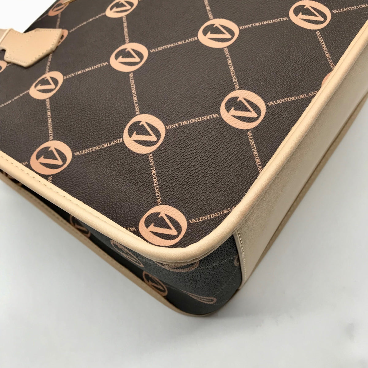 Valentino Orlandi Brown Signature Faux Leather Convertible Tote
