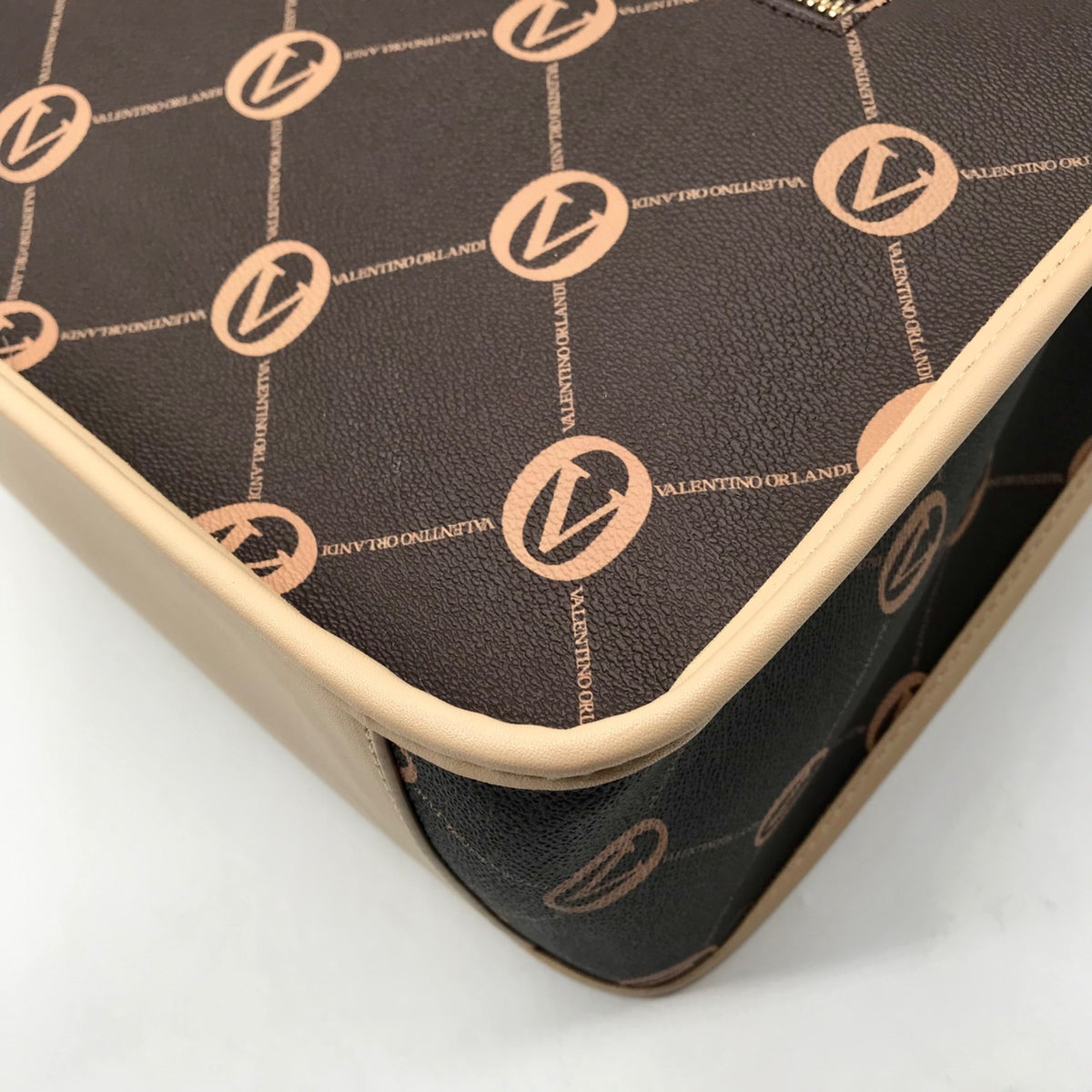 Valentino Orlandi Brown Signature Faux Leather Convertible Tote