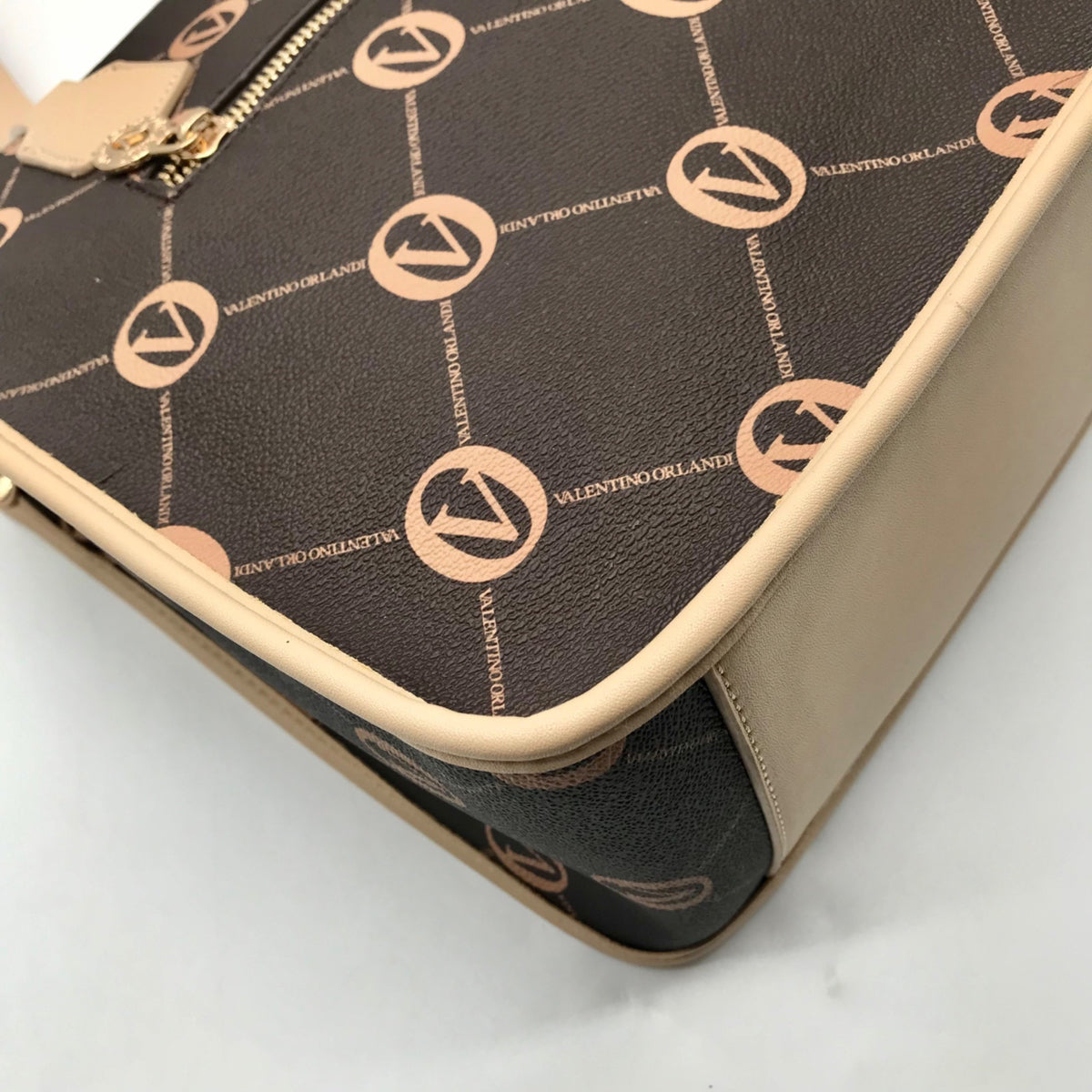 Valentino Orlandi Brown Signature Faux Leather Convertible Tote