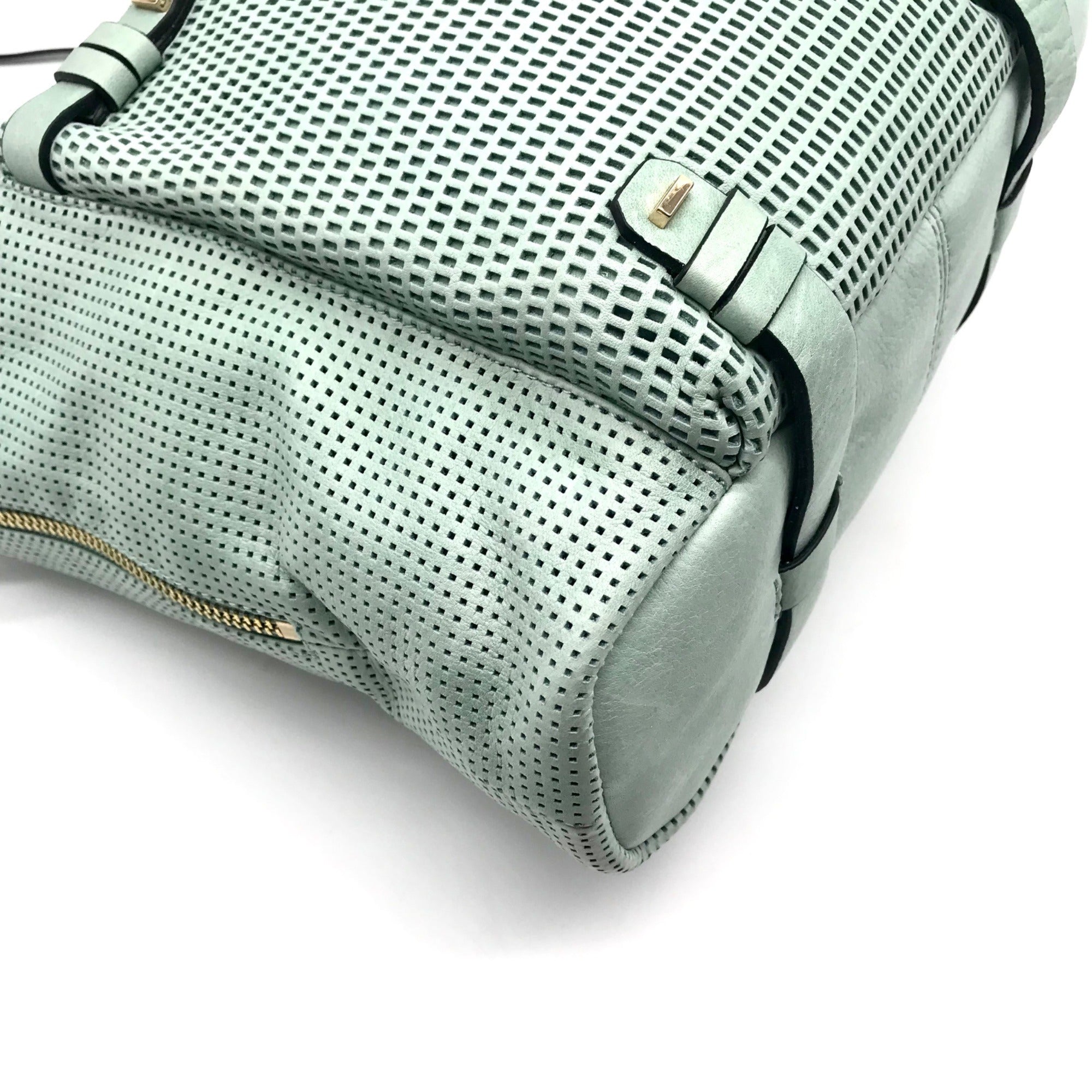 She + Lo Mint Perforated Leather Hobo Bag