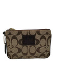 Coach Khaki Canvas Signature C Monogram Wristlet