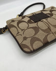 Coach Khaki Canvas Signature C Monogram Wristlet