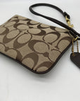 Coach Khaki Canvas Signature C Monogram Wristlet