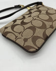 Coach Khaki Canvas Signature C Monogram Wristlet