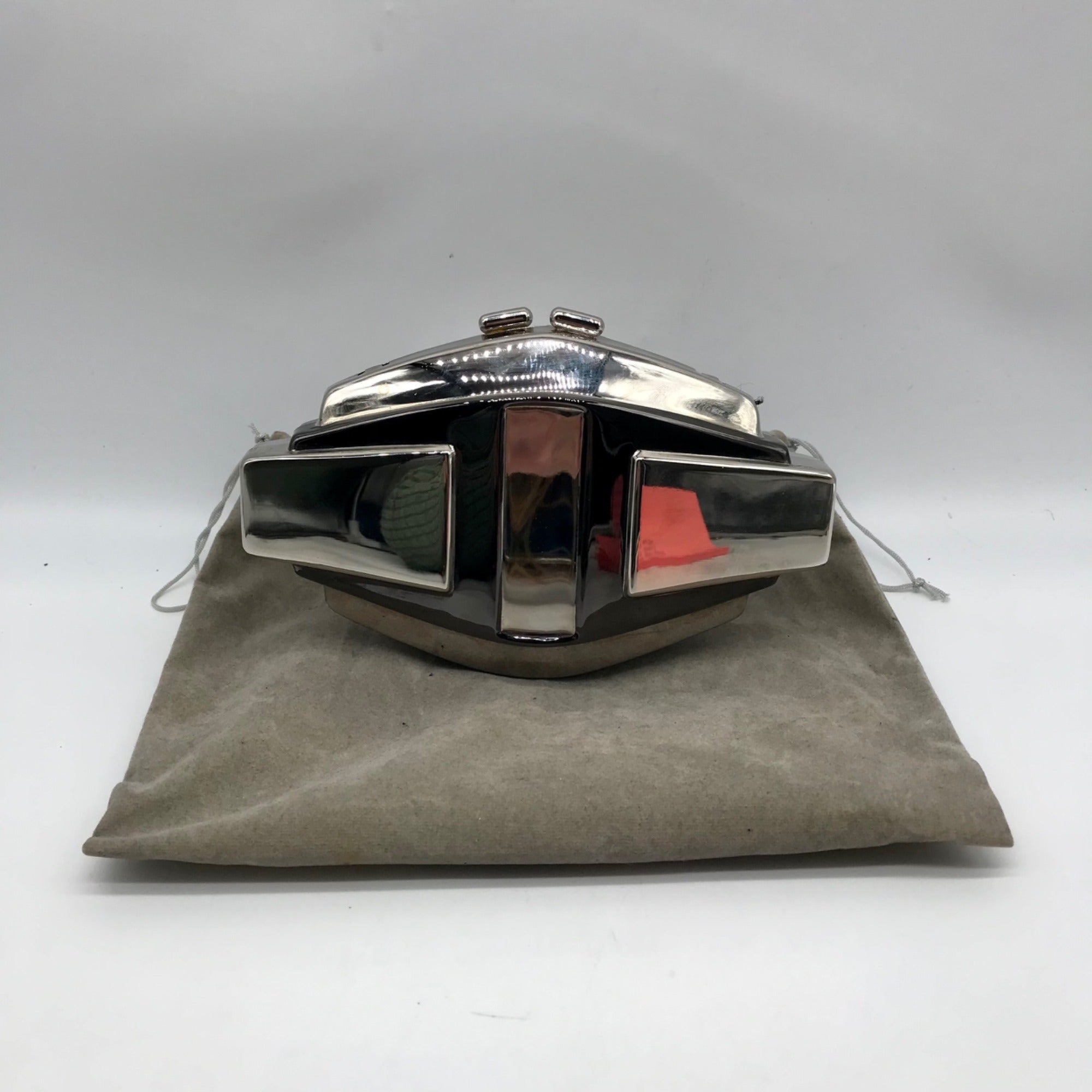 Whiting &amp; Davis Silver Hardshell Convertible Clutch