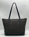 Coach Grey And Black Signature Canvas Satchel-F29958
