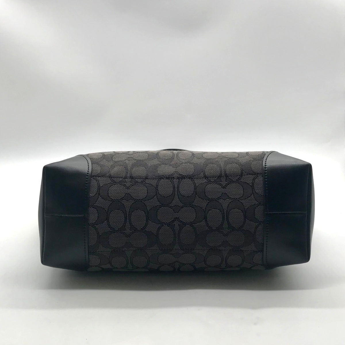 Coach Grey And Black Signature Canvas Satchel-F29958