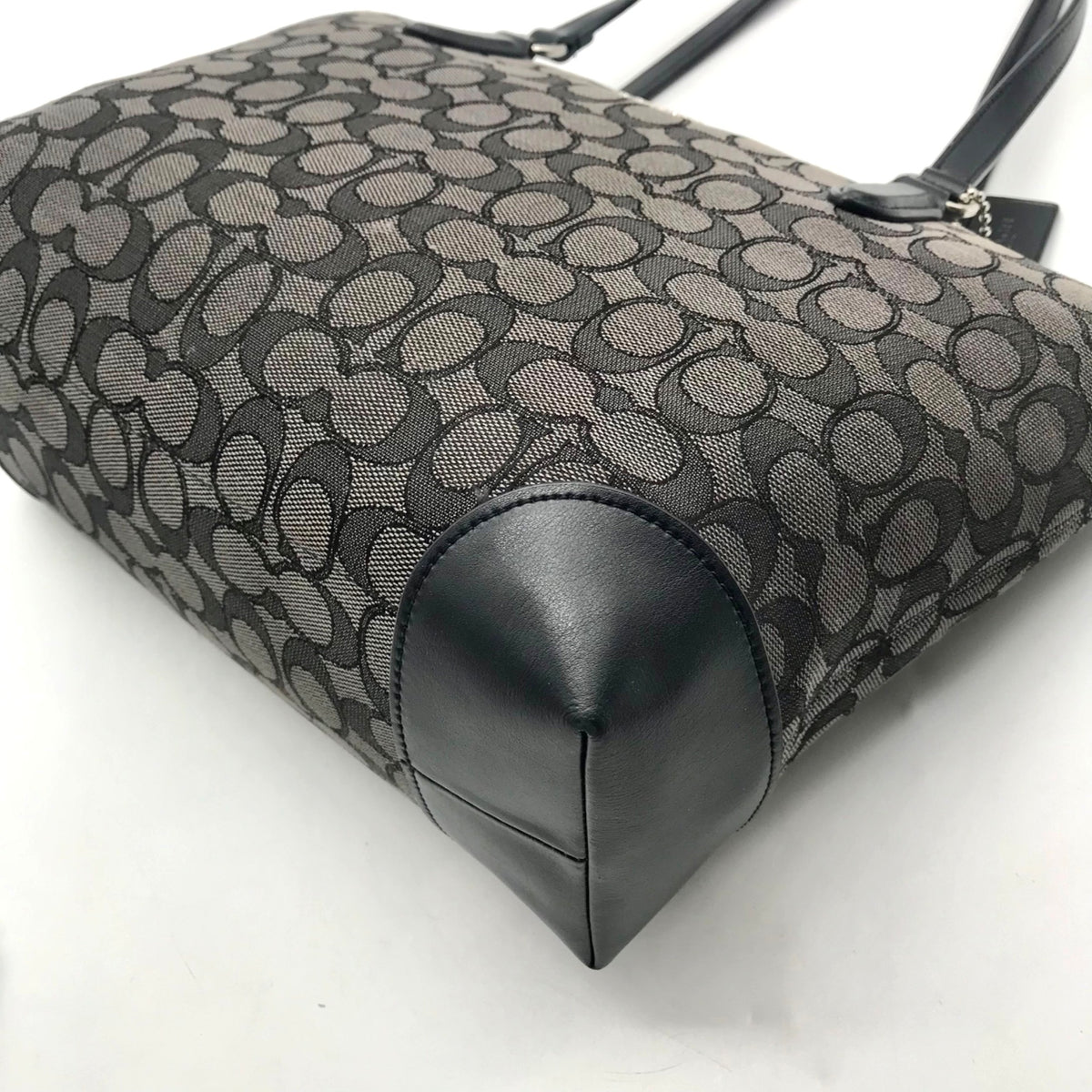 Coach Grey And Black Signature Canvas Satchel-F29958