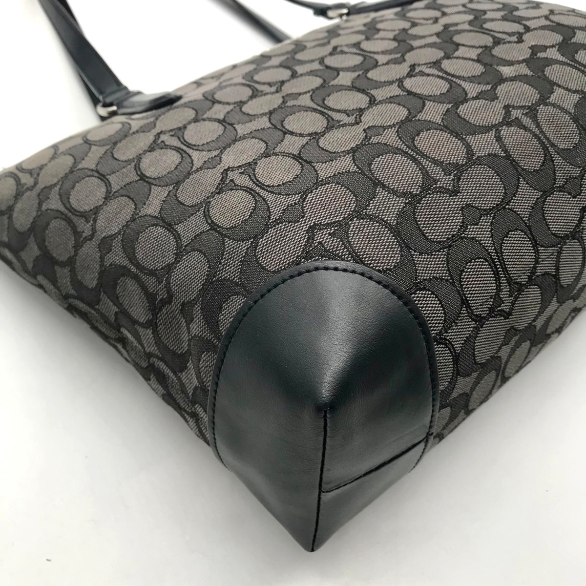 Coach Grey And Black Signature Canvas Satchel-F29958