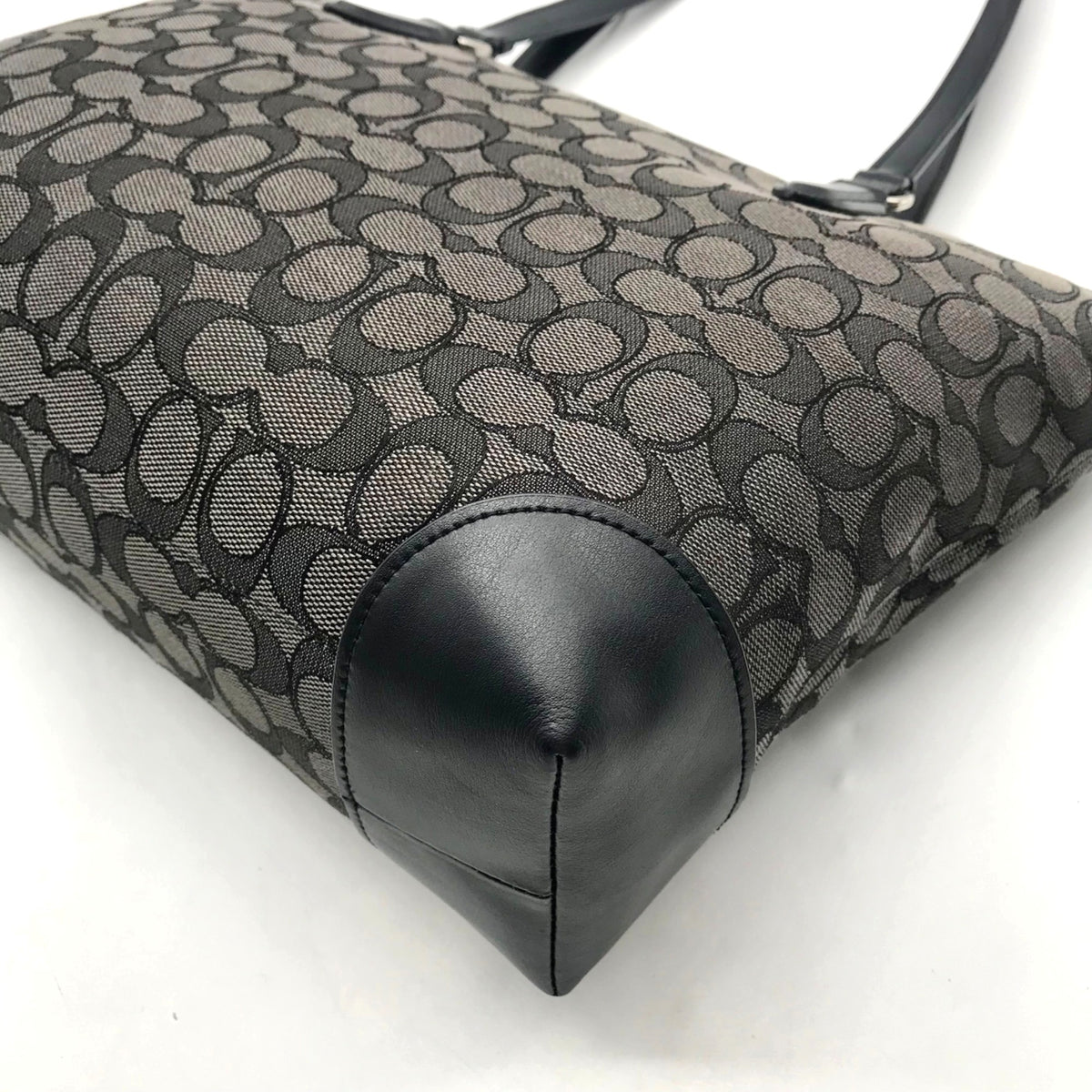 Coach Grey And Black Signature Canvas Satchel-F29958