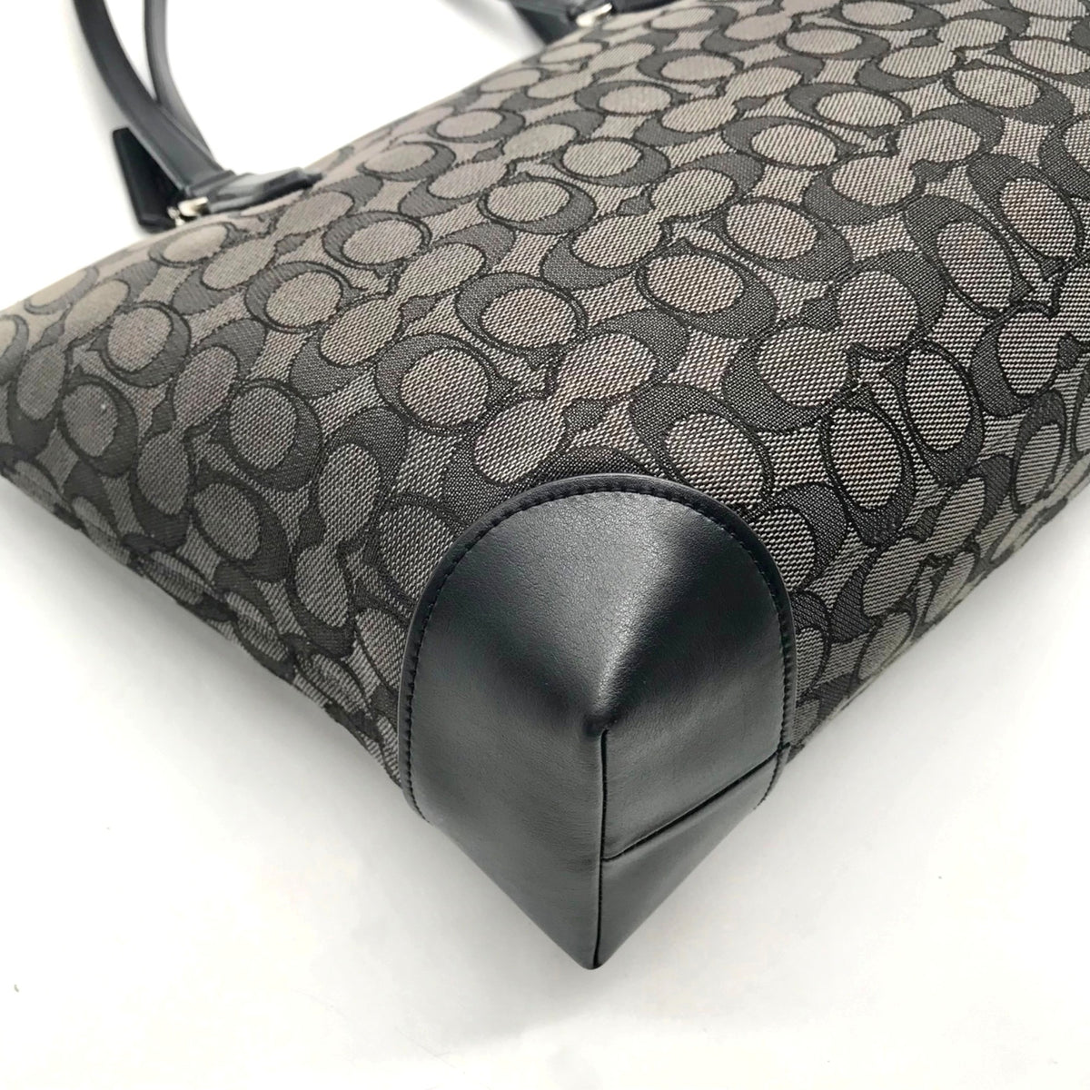 Coach Grey And Black Signature Canvas Satchel-F29958