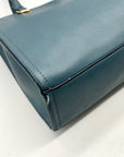 Matthew & Julian Blue Faux Leather Top-Handle Satchel Bag