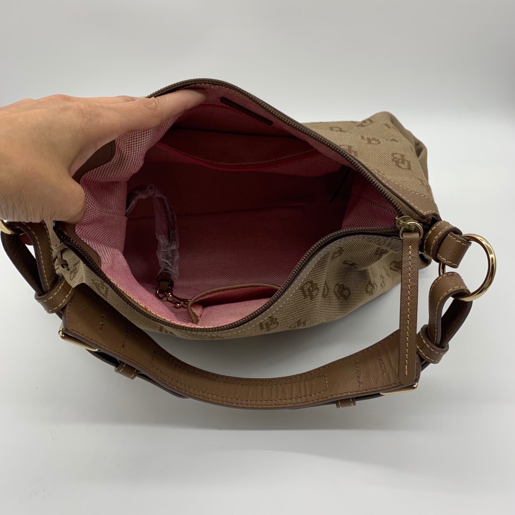 Dooney &amp; Bourke Brown Vintage Monogram Canvas Shoulder Hobo Bag