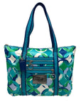 Coach Multi Color Nylon Satin Canvas Poppy Kaleidoscope Op Art Tote 14747