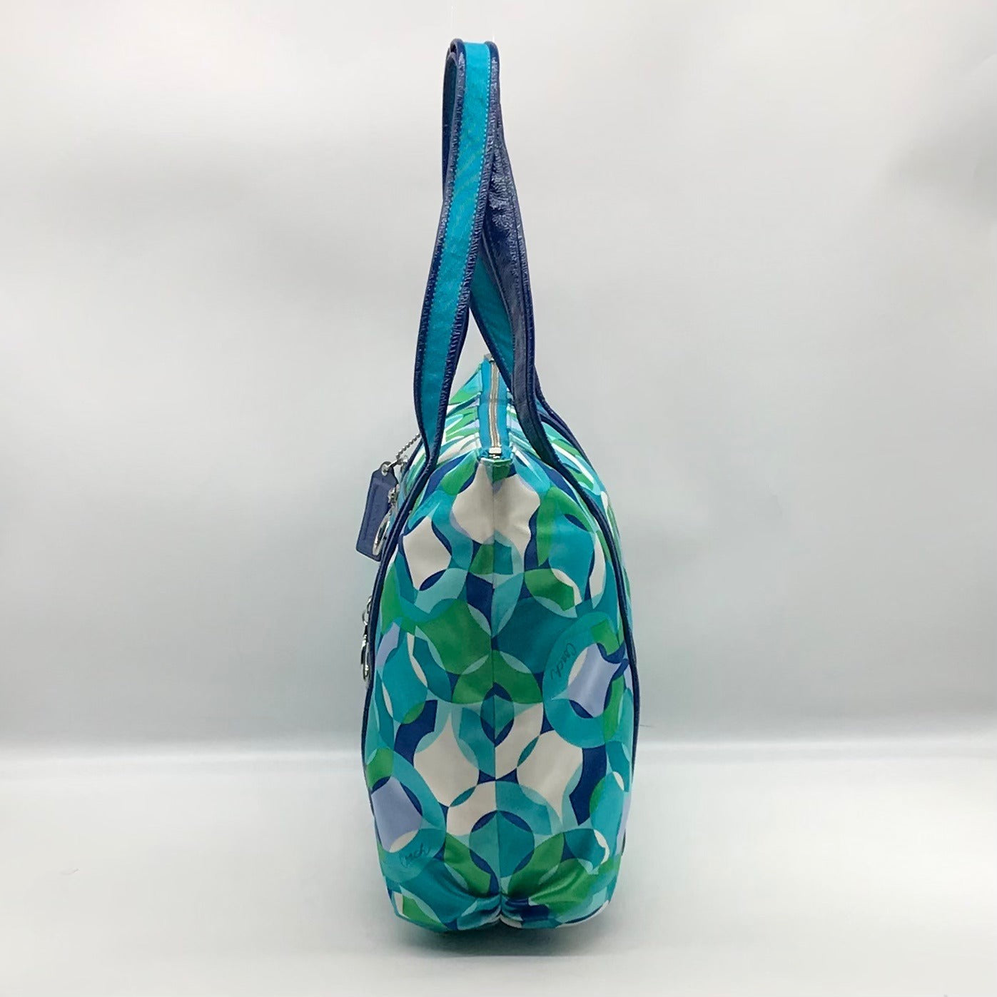 Coach Multi Color Nylon Satin Canvas Poppy Kaleidoscope Op Art Tote 14747