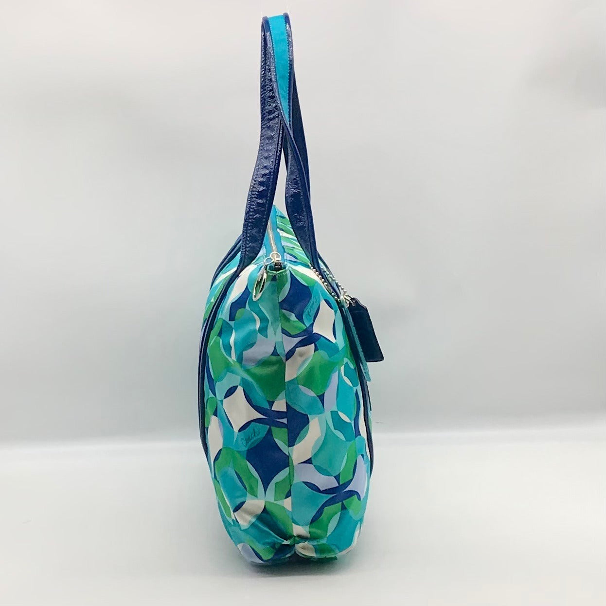 Coach Multi Color Nylon Satin Canvas Poppy Kaleidoscope Op Art Tote 14747
