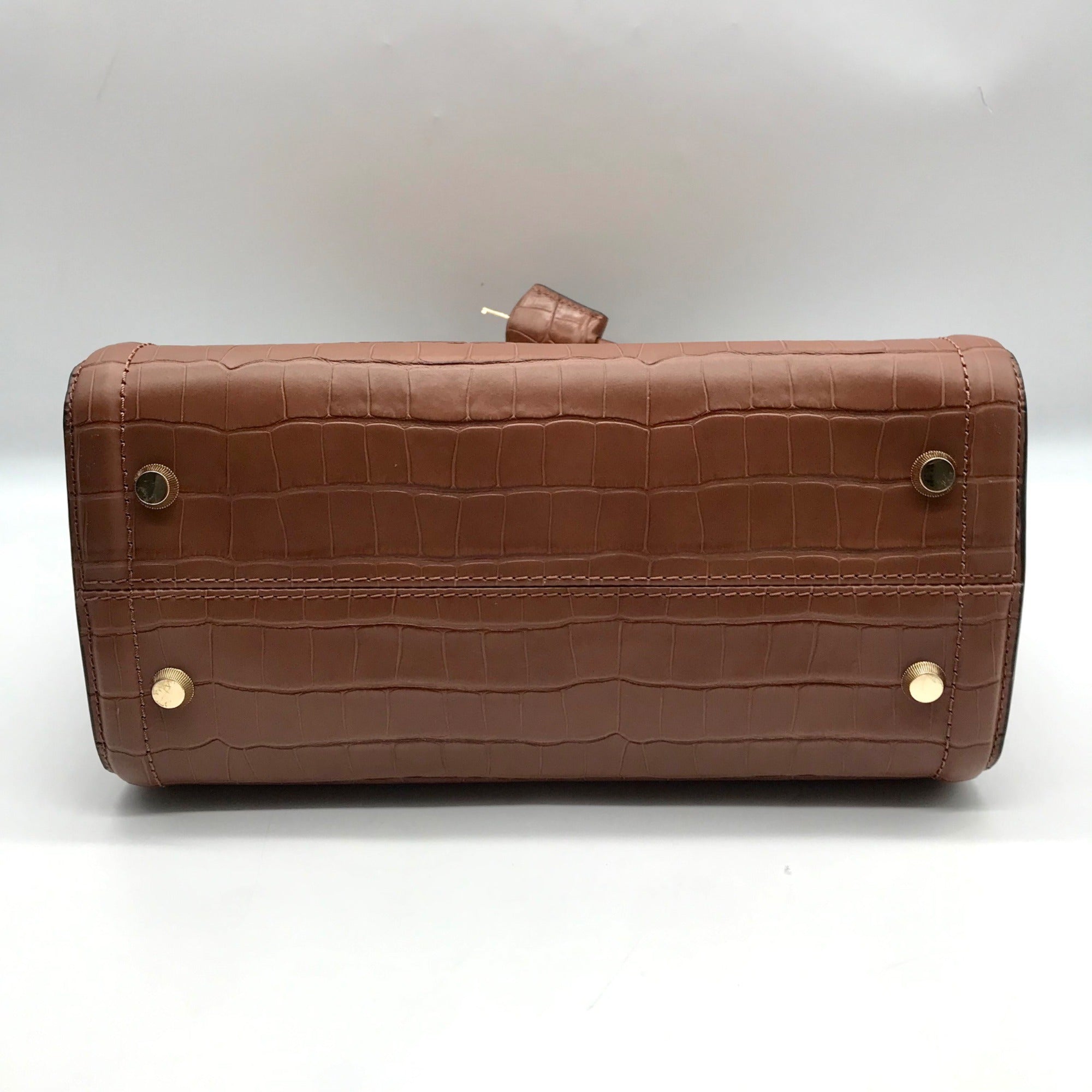 Michael Kors Chestnut Croc Embossed Leather Zoe Convertible Satchel