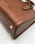 Michael Kors Chestnut Croc Embossed Leather Zoe Convertible Satchel