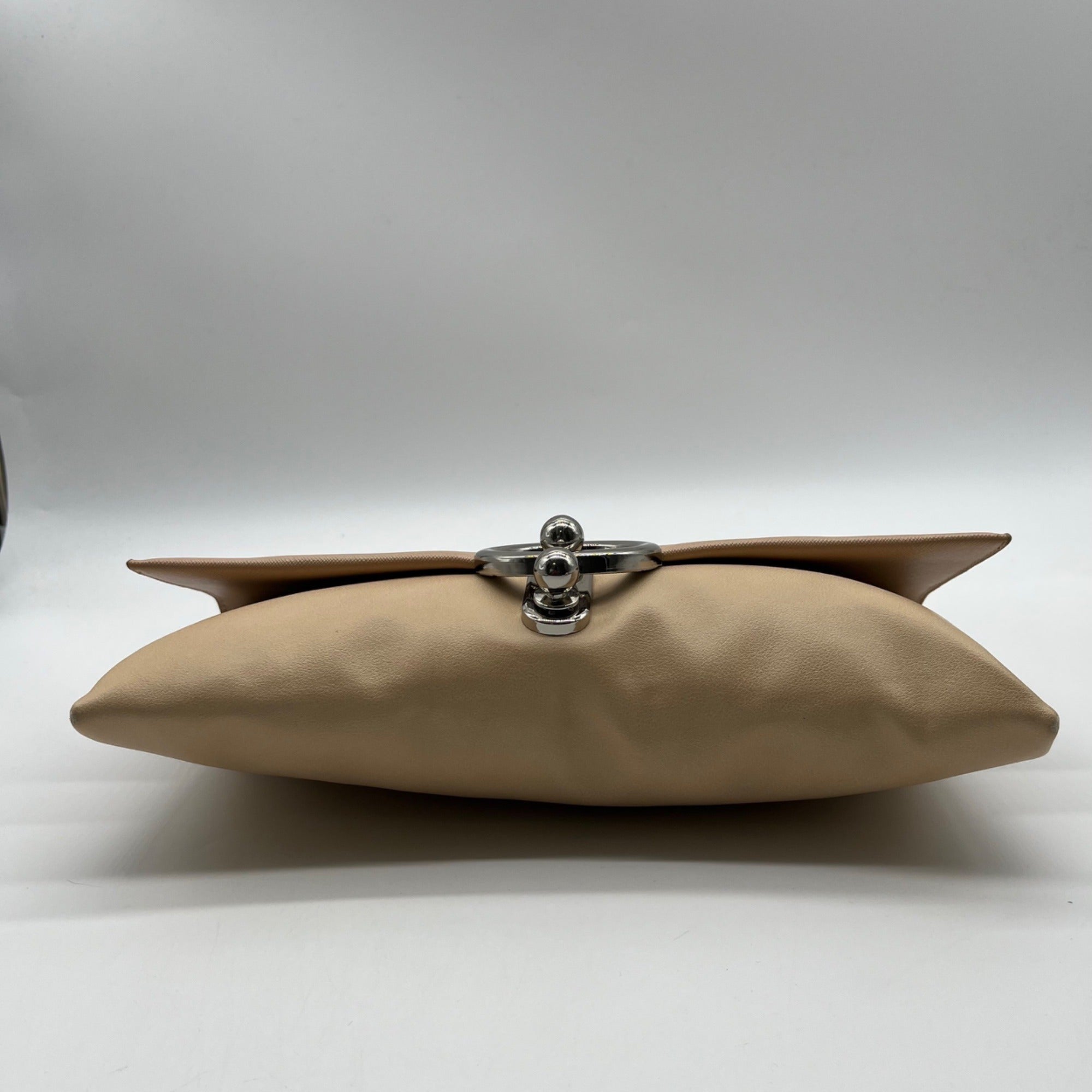 Sandra Roberts Beige Faux Leather Crossbody Bag