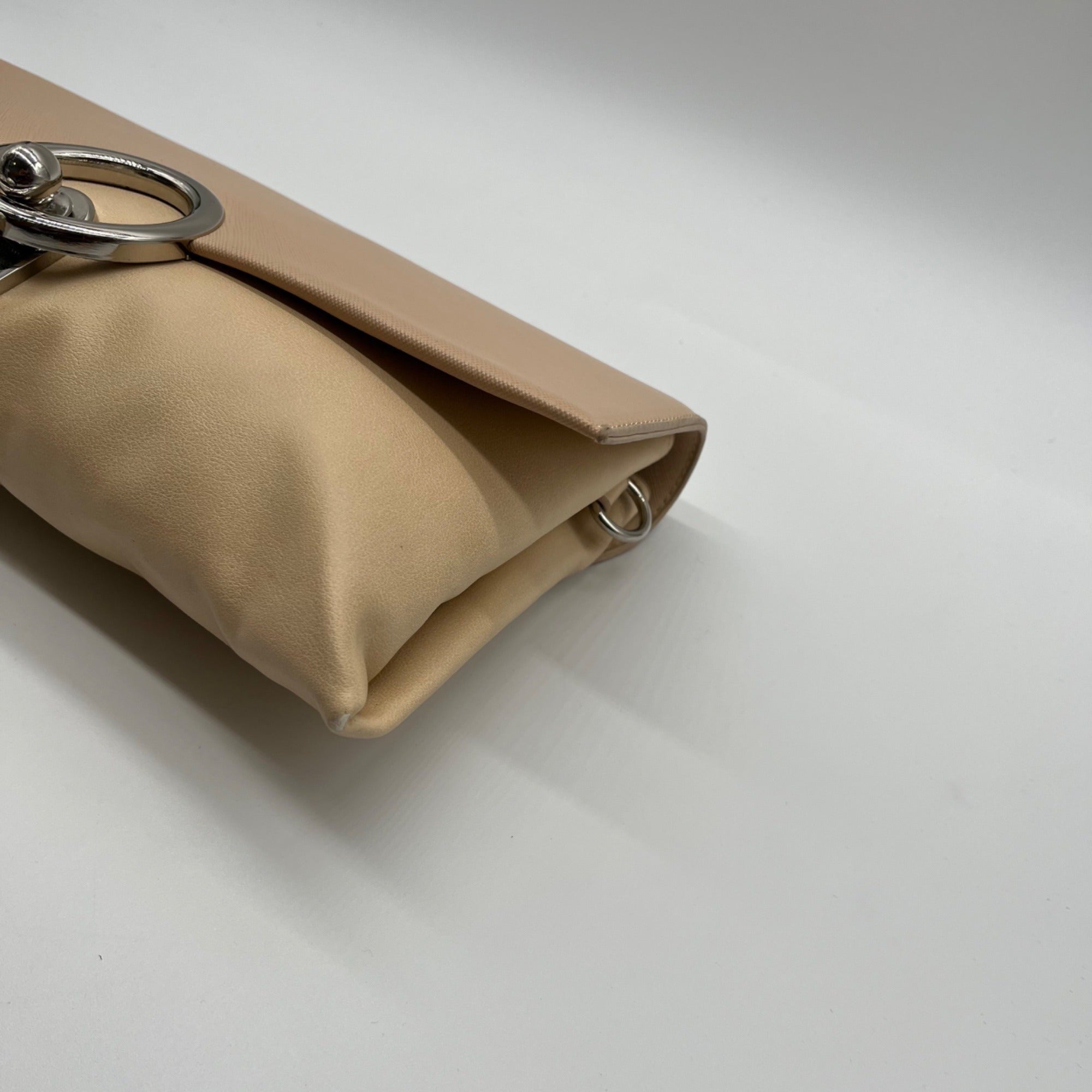 Sandra Roberts Beige Faux Leather Crossbody Bag