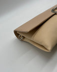 Sandra Roberts Beige Faux Leather Crossbody Bag