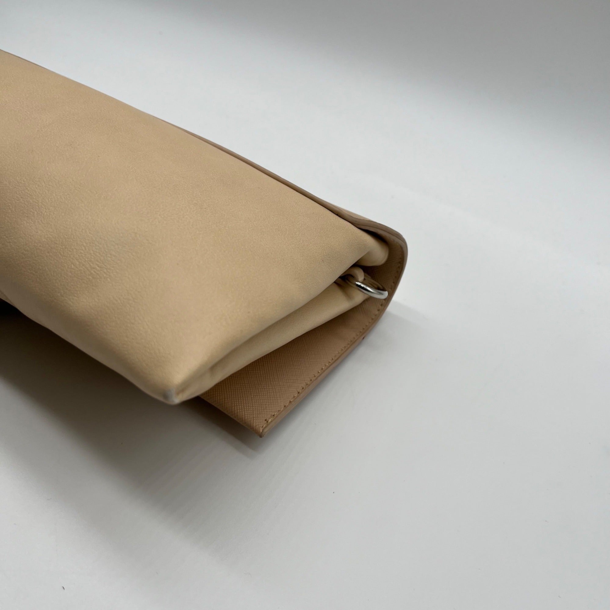 Sandra Roberts Beige Faux Leather Crossbody Bag