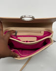 Sandra Roberts Beige Faux Leather Crossbody Bag